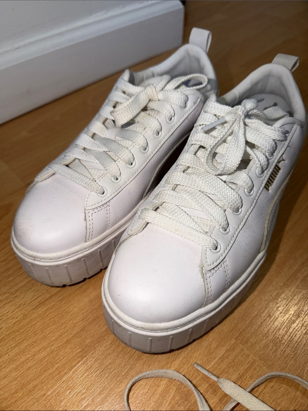 Puma Women's Cream Platform Lace-Up Sneakers